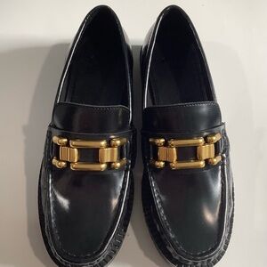 ASOS Black Loafers with Gold Accent